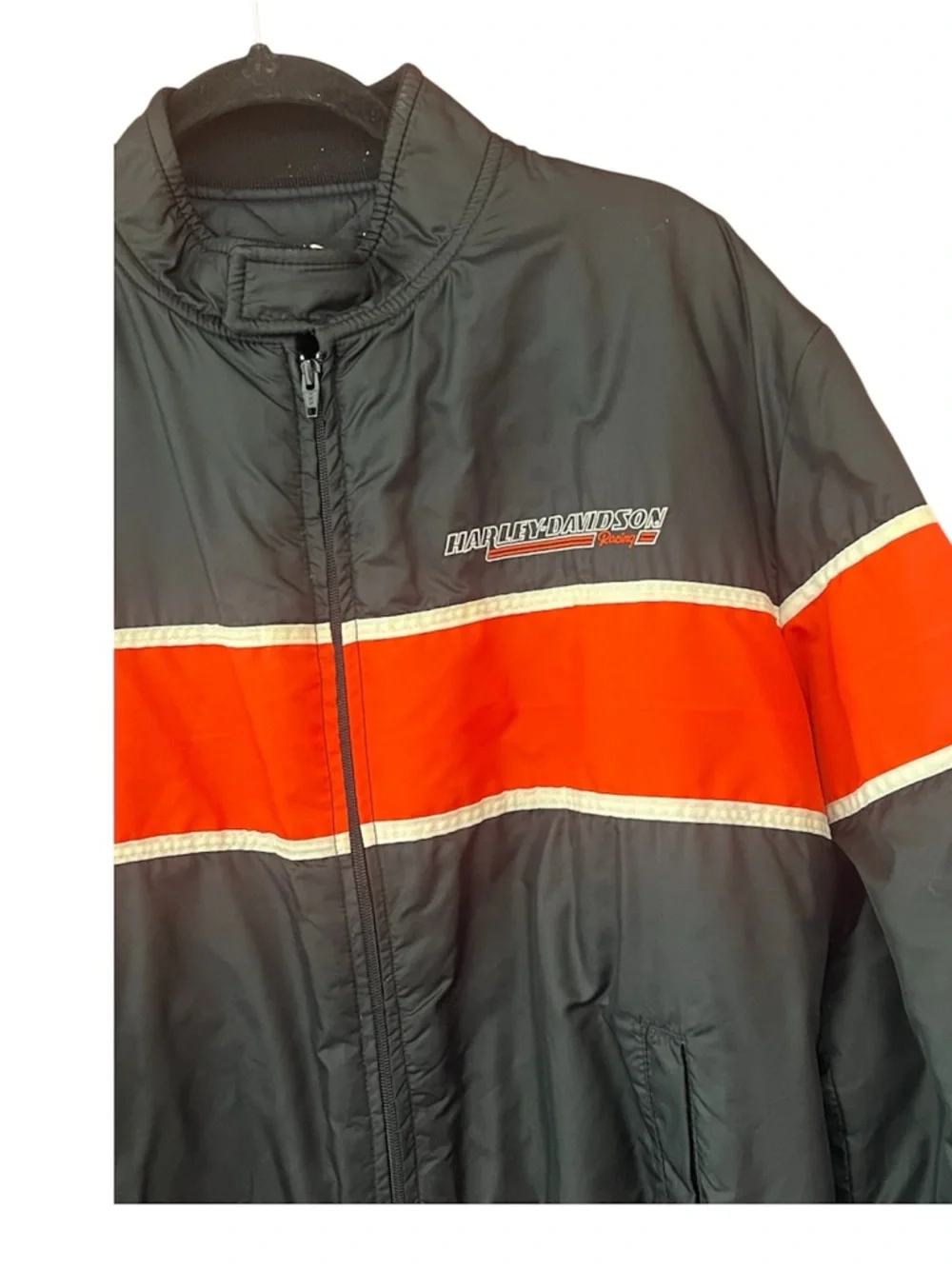 VTG. Harley Davidson Nylon Racing Bomber Jacket. Size XL.